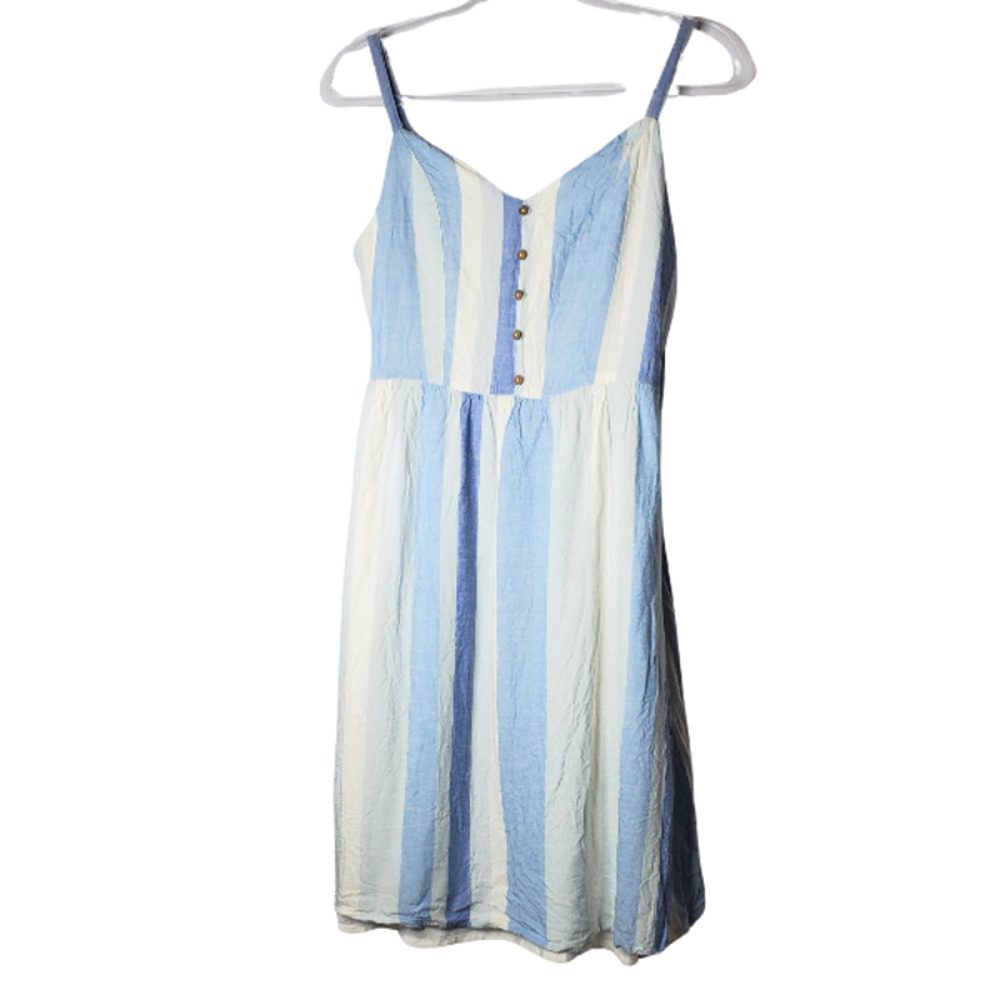 Spring dress joie stripes blue and white US 8 wooden buttons midi pockets